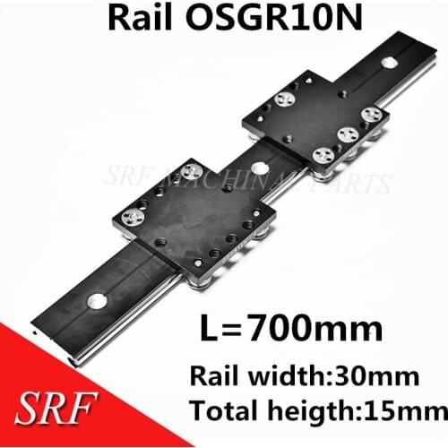 30mm width Aluminum roller Linear Motion Rail OSGR10N linear guide rail L=700mm with OSGB10N Bearing slide block for CNC parts