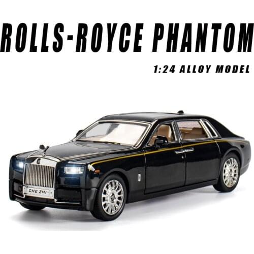 Diecast 1:24 Alloy Model Car Miniature Rolls-Royce Phantom Luxury Metal Vehicle Collection Display Gift for Children Xmas Toys