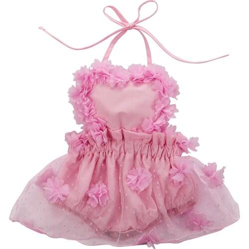 Pudcoco Cute Princess Baby Girls Romper Dress Newborn Infant Baby Girl Floral Lace Sleeveless Romper Bodysuit Holiday Clothes