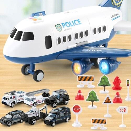 Simulation Music LED Inertia Storage Aircraft Mini Car Kids Storytelling Toy Christmas And New Year Childrens Gifts