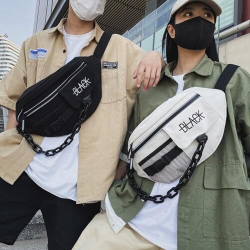 Fashion Luminous Chest Bag Couple Chain Waist Bags Men Shoulder Package Woman Casual Beige Messenger Packmen Travel Purse Belt
