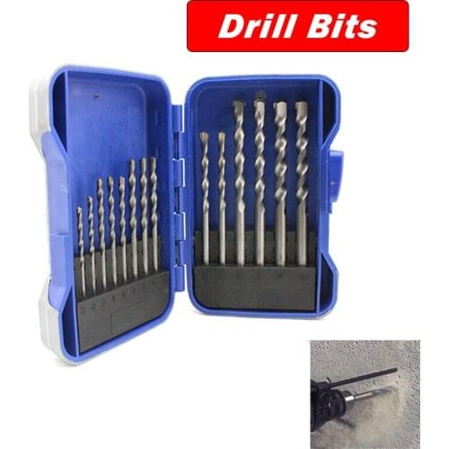 15pcs 3/4/5/6/8/10mm Tungsten Steel Masonry Power Shank Drill Bit Set Brick Wall For Lathe Machine