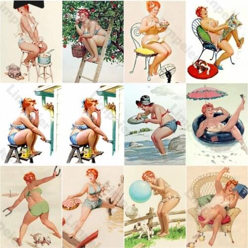 Vintage Style Wall Sticker Metal Poster Shabby Sexy Lady Metal Plaque Tin Sign Retro Tin Plate Metal Sign for Man Cave Bar Decor