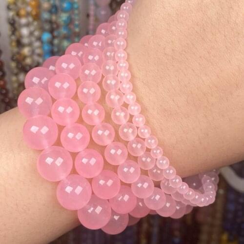 Natural Pink Jades Stone Round Beads Loose Spacer Beads For Jewelry Making Diy Bracelet Accessories 4-12mm 15"