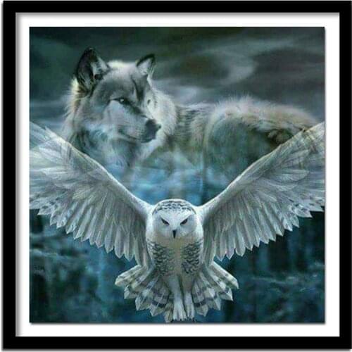 NEW Arrival 5D Full Square/Round Diamond Painting Cross Stitch animal Diamond Embroidery Diamond snow owl and wolf