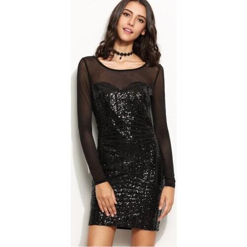 Plue size new listing door round neck gauze seven points sleeves beads solid color hollow through the dress