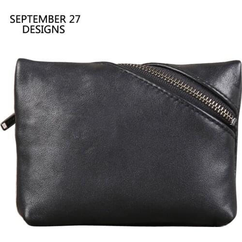 New Fashion Storage Coin Purses Genuine Leather Luxury Handmade Men Casual Mini Orgnizer Key Wallet Women Simple Money Bag