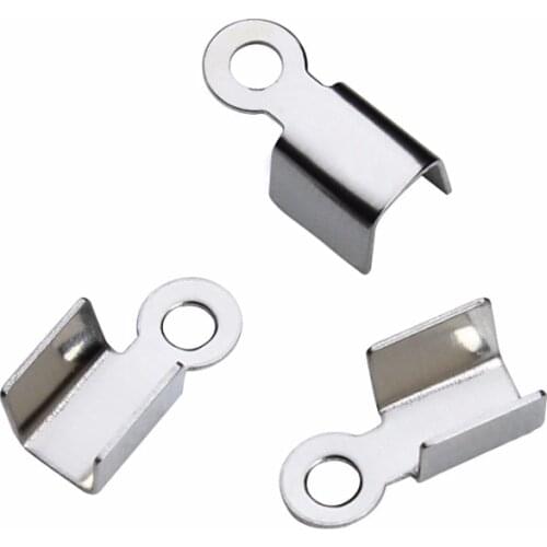 LOULEUR 100Pcs/lot 9.5x4.5mm Stainless Steel Cord Crimp End Caps Jewelry for Necklace Bracelet Connectors Clasp Hooks Findings