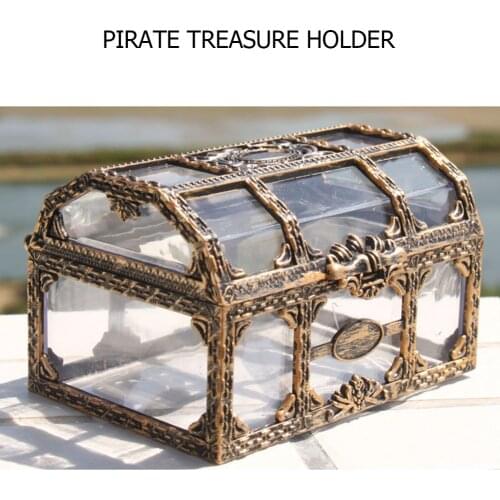 Plastic Transparent Pirate Treasure Box Crystal Gem Jewelry Box Storage Organizer Chest Box Treasure For Jewelry Gem Trinket Box