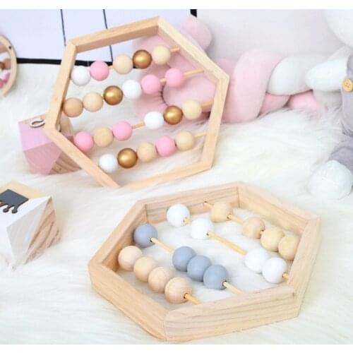 Nordic Natural Wooden Abacus With Beads Craft Baby Early Learning Educational Toys For Baby Room Decoration Birthday Gift