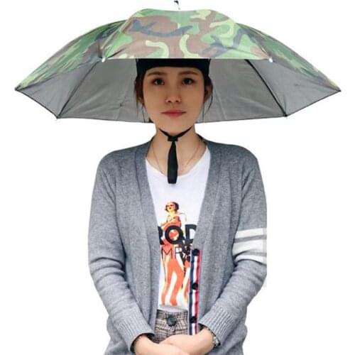 Foldable Umbrella Hat Fishing Hat Beach Hiking Camping Outdoor Headwear Sun Cap Head Hats Sport Fishing Tackle Accessories