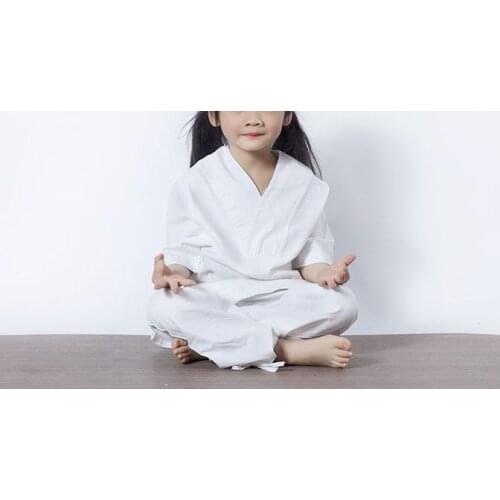 High quality cotton&linen boy&girls yoga suits Kids kung fu wushu uniforms martial arts clothing white