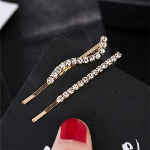 2PC Women Crystal Hairpin Girls Shiny Rhinestones Hair Clips Barrettes Bridal Headwear Hair Styling Tools Jewelry Accessories