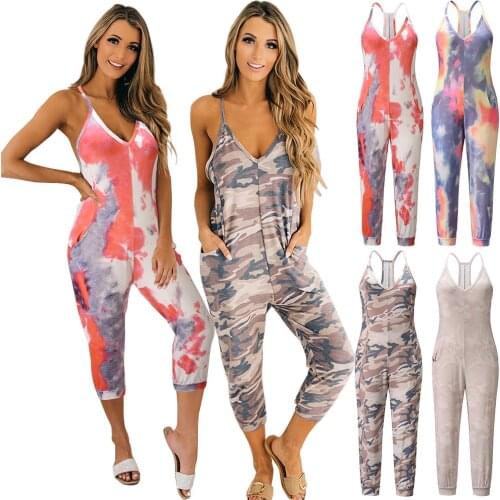 Leisure Women Onesies Pajama 2021 Spring Summer Sling Onepiece Adult Women Pijama Casual Printing Sleepwear Homewear