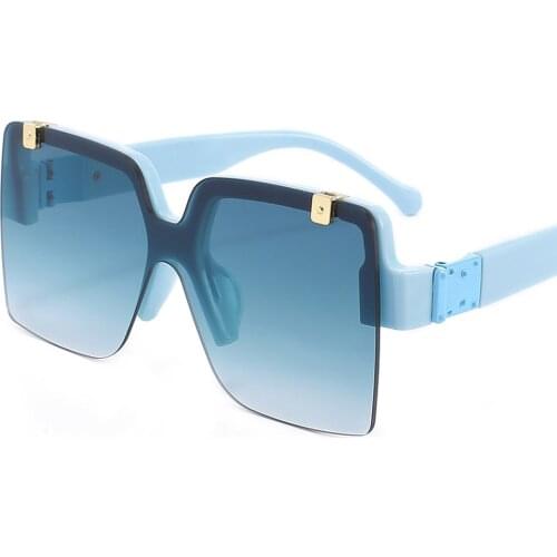 Rimless Gradient Sun Glasses Women Men Flip UP Frame Eyewear Vintage Brand Designer Square Oversized Fishing Sunglasses Oculos