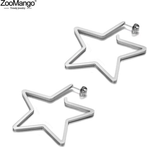 ZooMango Fashion Titanium Stainless Steel Love Star Earrings Bohemia Office Stud Earrings Jewelry For Women Girls ZE19329