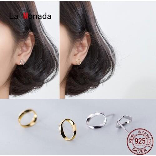 La Monada Fine Jewelry Stud Earrings 925 Sterling Silver Irregular O Korean Minimalist 925 Silver Earrings For Women Stud Female