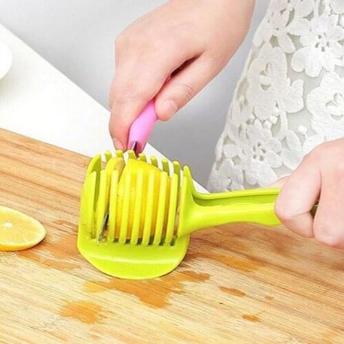 1pc Vegetable Fruits Slicer Cut Stand Clip Tomato Lemon Hand-held Cutter Lounged Slicer Kitchen Accessories Cooking Tool
