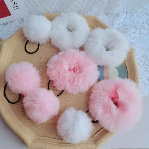 1PCS Lolita Plush Princess Headwear Kids Cute Elastic Hair Bands Children Hair Ties Girls Accessories Baby Headdress