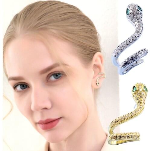 1pc Snake Earing Clips Helix Cartilage Fake Piercing Jewelry Charming Cz gem Ear Clip Non Pierced Earrings Conch Cuff Earring