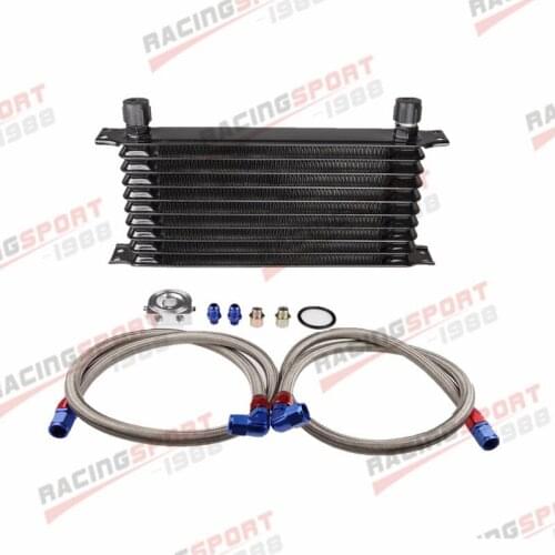 10 Row Universal Engine Transmission Oil Cooler Kit AN10