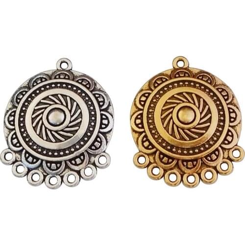 20 x Antique Gold/Silver Color Ethnic Chandelier Earring Connectors Charms Pendants for Boho Jewelry Making 31x25mm