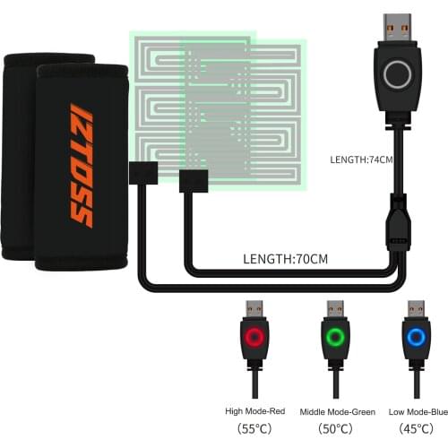 2PCS Motorcycle Electric Heating Handlebar Covers with Switch Control USB Charging Scooter Heated Grips Covers Handlebar Warmer