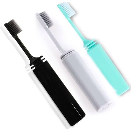 2Pcs Foldable Toothbrush Portable Compact Bamboo Charcoal Folding Fold Travel Camping Hiking Outdoor Easy Toothbrush