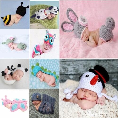 1Set Baby Photography Props Crothet Newborn Clothes Boys Girls Accessories Infant Costume Handmade Outfit