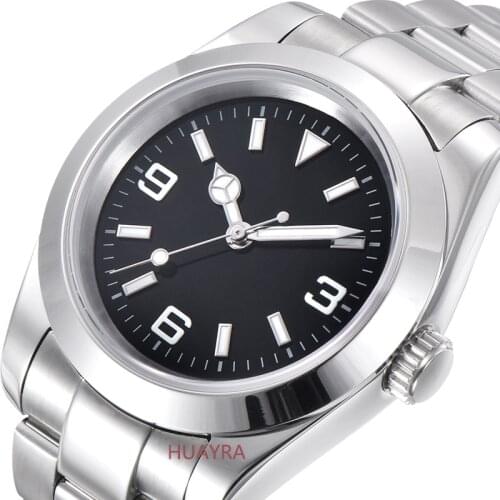39mm automatic mens luxury brand green luminous waterproof sapphire glass stainless steel black dial folding button watch
