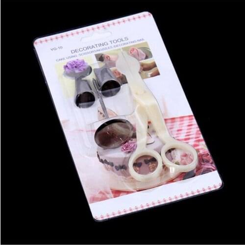 4pcs Baking Tools Sets Stainless Steel Icing Piping Cream Nozzles+Cake Flower Nails+Cake Scissors For Cream Flower Transfer Tool
