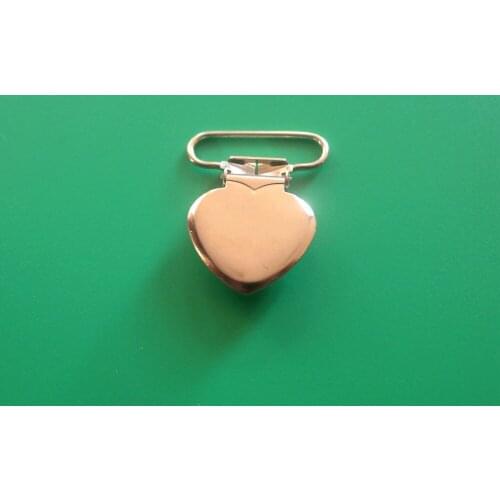 50pcs 25mm Silver Heart Shape Pacifier Clips / Suspender Clips Baby Dummy Soother Nipple Teething Toys Pacifier Chain Holder