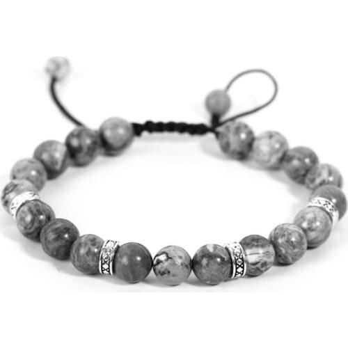 6pcs Natural stone 8mm round beads woven lava rock Onyx Matte black stone bracelet Healing Amulet for jewelry hand making