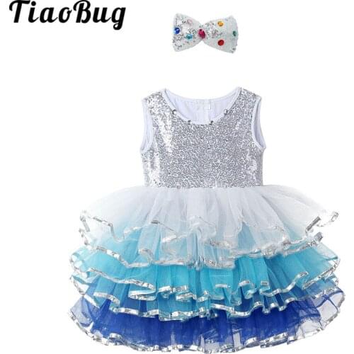 TiaoBug Kids Girls Ballet Tutu Dress Dance Wear Ballet Dress Sleeveless Sequins Ballet Dance Gymnastics Leotard Tutu Dress