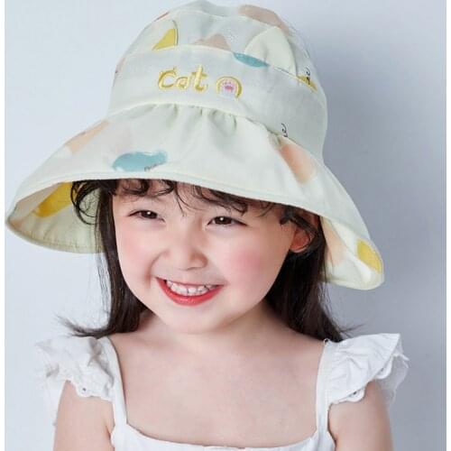 Cartoon Kitten Empty Top Childrens Hat Foldable Hat Summer Baseball Cap Girl Boys Sun Shade Hat Cotton Hat Sun Baseball Hats