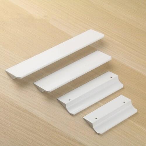 Aluminum Cabinet Door Pull White Wardrobe Kitchen Modern Furniture Decor Drawer Knobs And Handles For Closet Hole Distance 32 64
