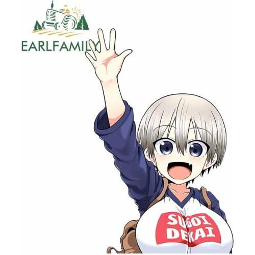 EARLFAMILY 13cm x 4.4cm for Uzaki Chan Sugoi Anime Car Stickers Cartoon Windshield Trunk Decal Refrigerator Bumper Car Styling
