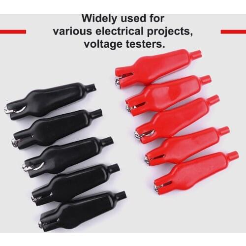 Hot Sale 20pcs 20A Sheathed Alligator Clip PVC Test Crocodile Clips Power Clamp Electrical Jumper Wire Car-Stying Black/Red