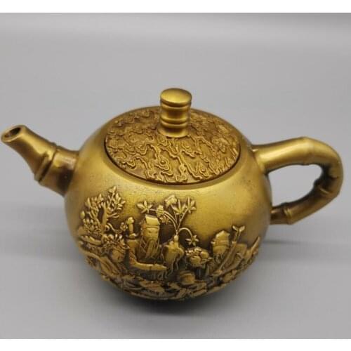 China brass archaize eight immortals teapot crafts statue