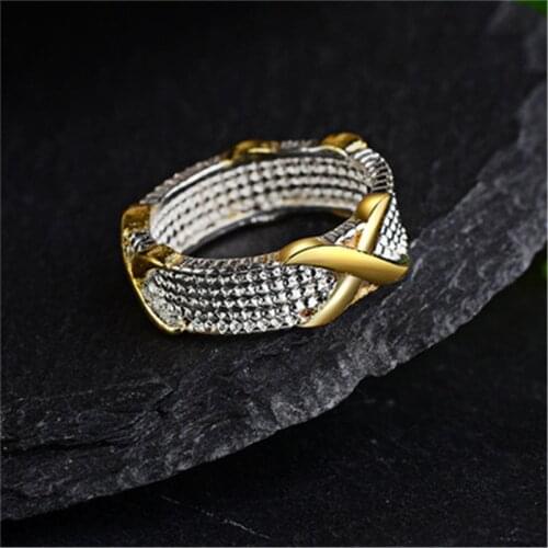 Classic retro color separation X female ring shiny cubic fashion exquisite engagement cocktail party birthday party ring jewelry