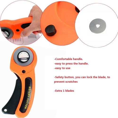 45mm Round Rotary Cutter Leather Cutting Sewing Tool with 1 Blades Cutting Fabric for DIY Patchwork Quilting Crafting Supplies