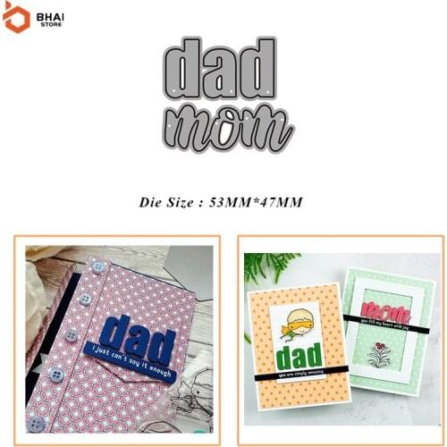 New Dad Mom English Words Metal Cutting Dies and Stamps for DIY Scrapbooking Photo Album Decor Embossing DIY Paper Cards Dies