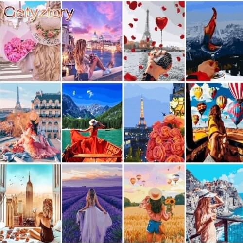 GATYZTORY 60x75cm DIY Painting By numbers For Adults Landscape Oil pictures by numbers woman on canvas Home Decoration Digital P