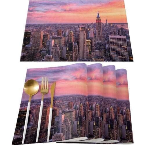 New York Sunset City Skyline Table Mats for Dining Table Kitchen Table Coaster Accessories Modern Home Decor car coaster