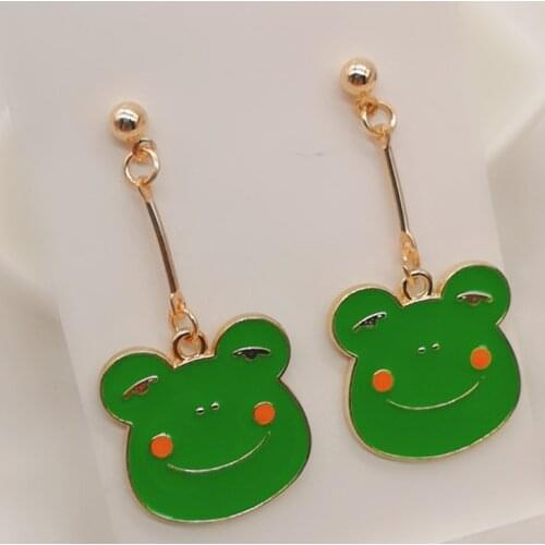 New drip oil frog earrings cute cartoon frog earrings jewelry