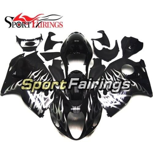 Fairings For Suzuki GSXR1300 Hayabusa 97 98 99 03 04 05 06 07 1997-2007 ABS Injection Motorcycle Fairing Kit Black Silver Flames