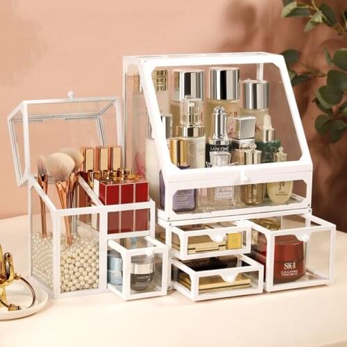 Big Capacity Acrylic Makeup Organizer Desktop Dust-proof Jewelry Cosmetic Storage Box Lipstick Holder Perfume Organizer Box