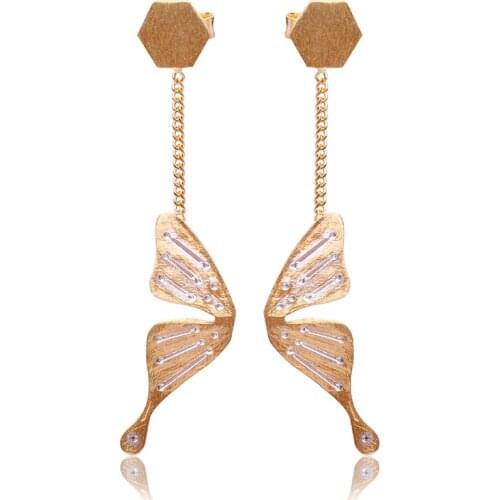 Lotus Fun Real 925 Sterling Silver Natural Creative Handmade Fine Jewelry Fly Butterfly Fashion Drop Earrings for Women Brincos