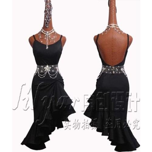 Latin Dance Dress Latin Skirt Competition Dress Costumes Performing Practice Skirt Customize Adult Kids Lady Practice Clothing 1