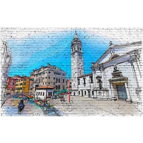 Custom mural 3d photo wallpaper Hand drawn sketch European cities tv background home decor living room wallpaper for wall 3 d
